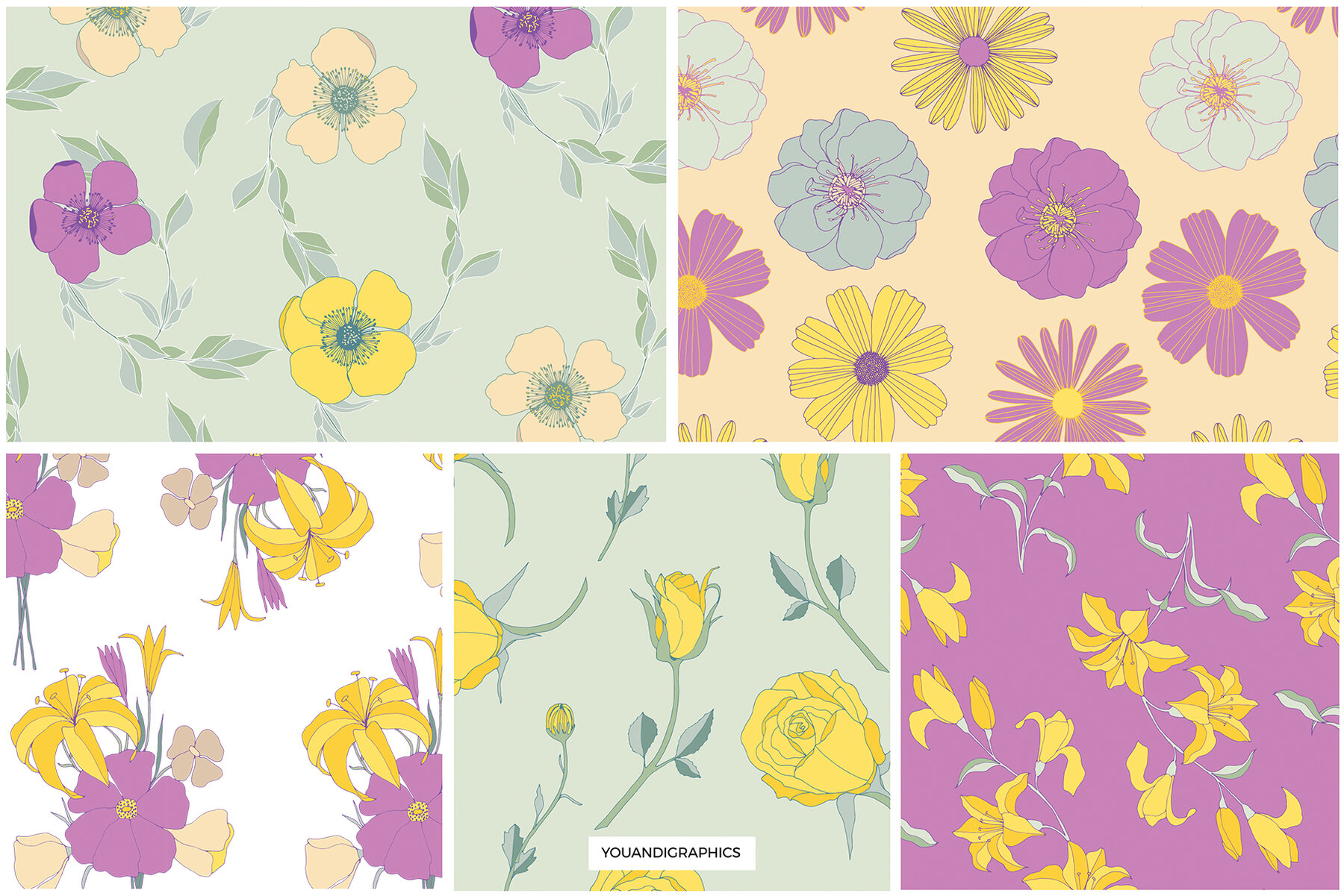 Flower Garden Seamless Patterns 10