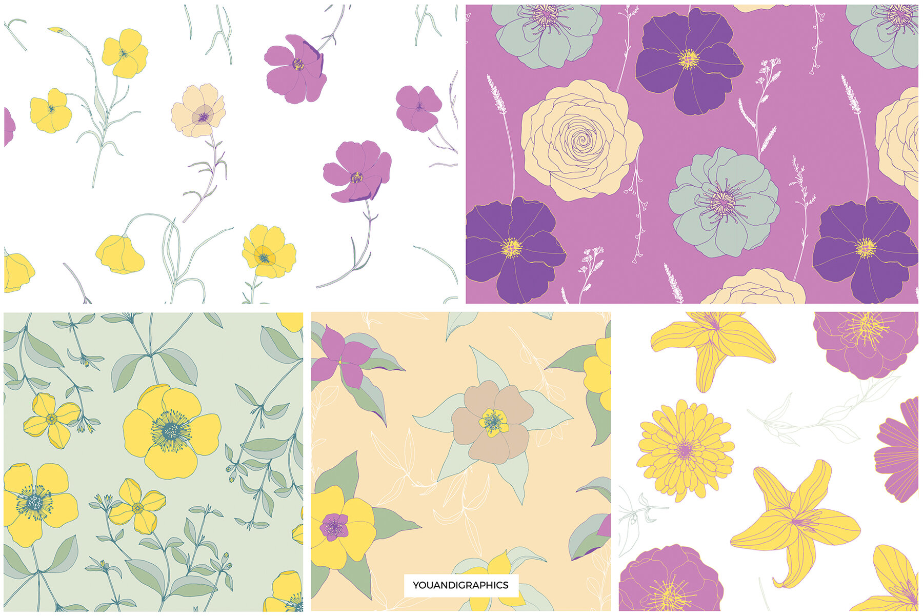 Flower Garden Seamless Patterns 11