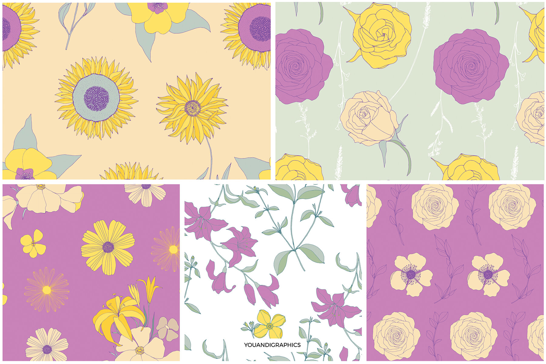 Flower Garden Seamless Patterns 12