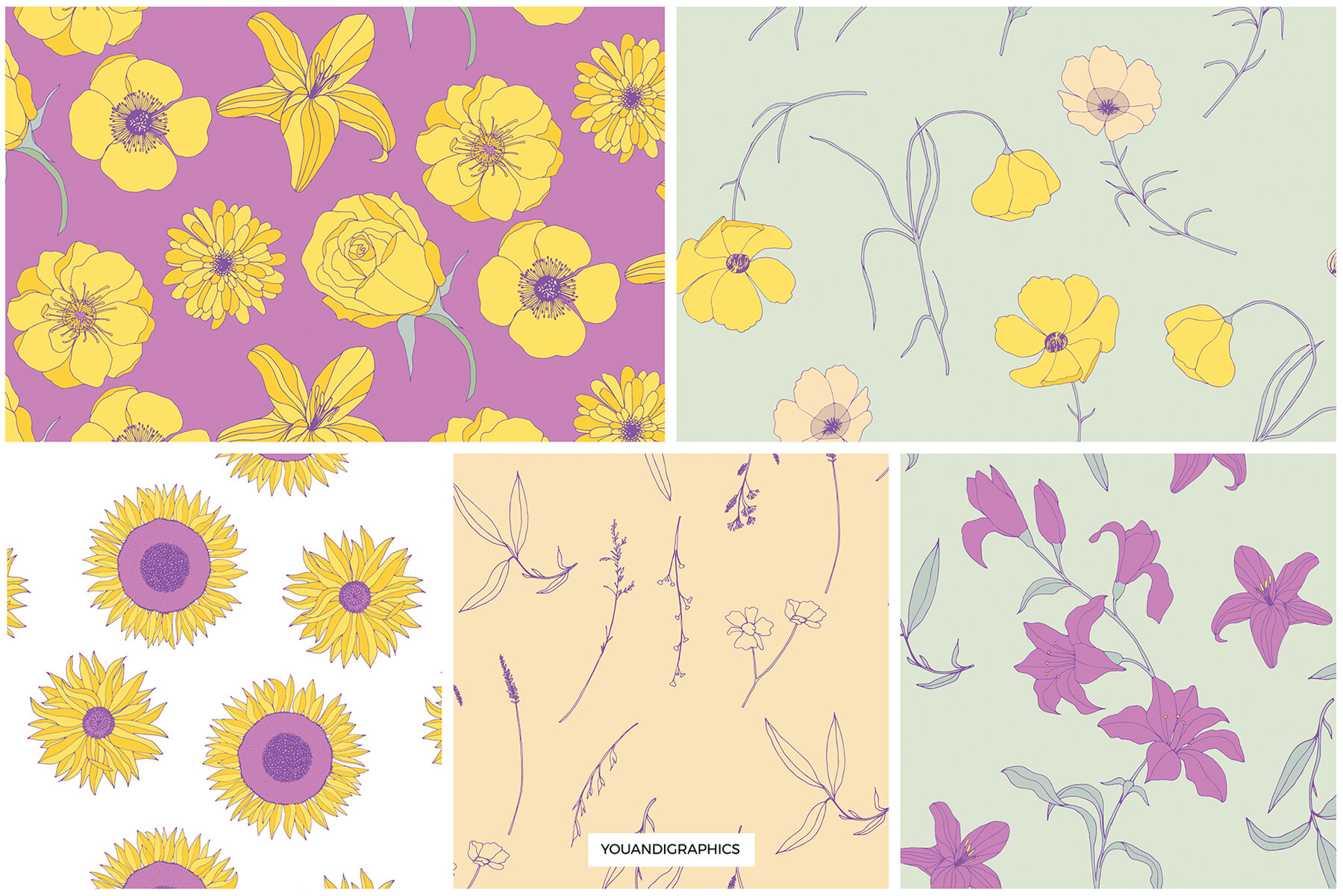 Flower Garden Seamless Patterns 13