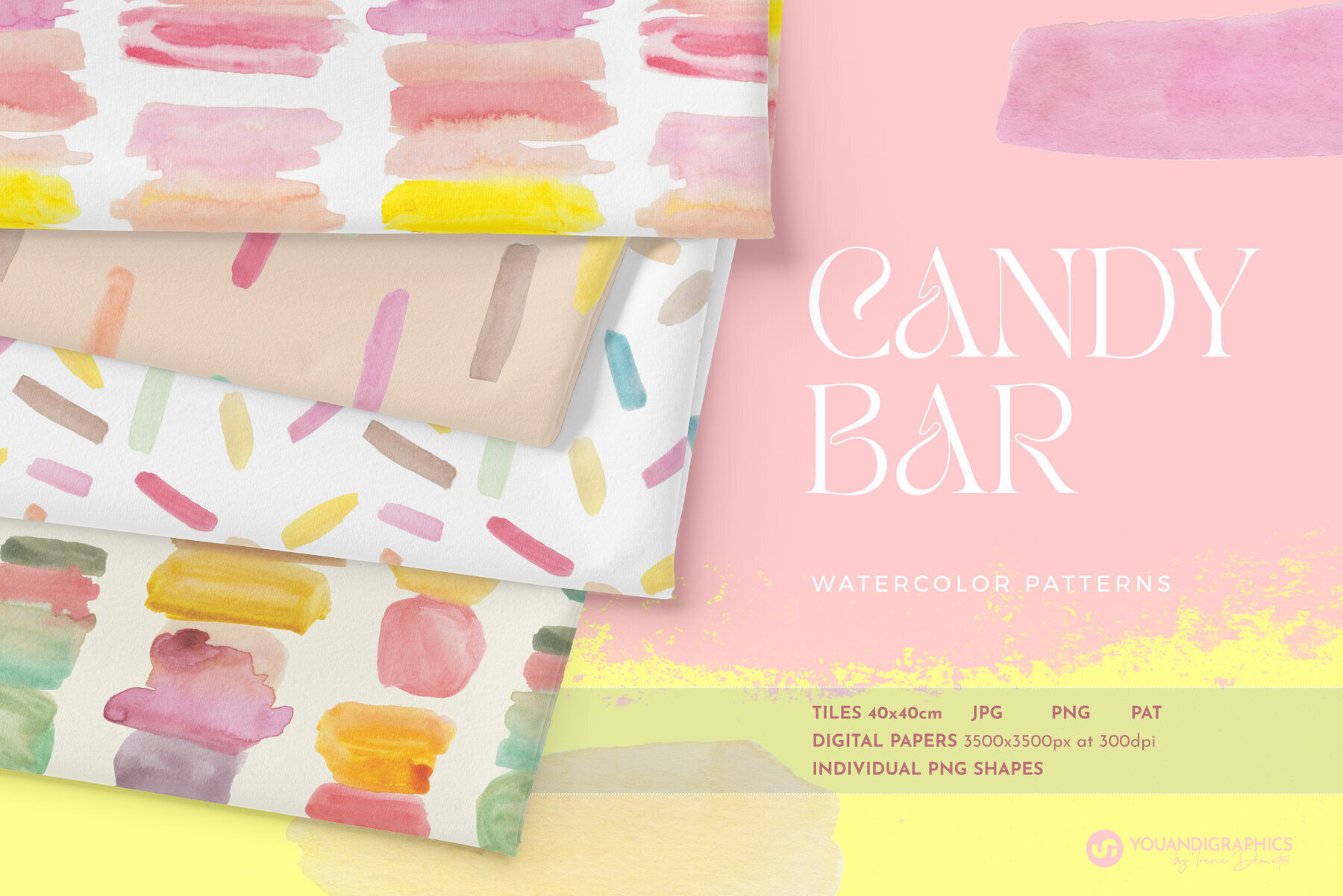 Candy Bar Watercolor Patterns 1