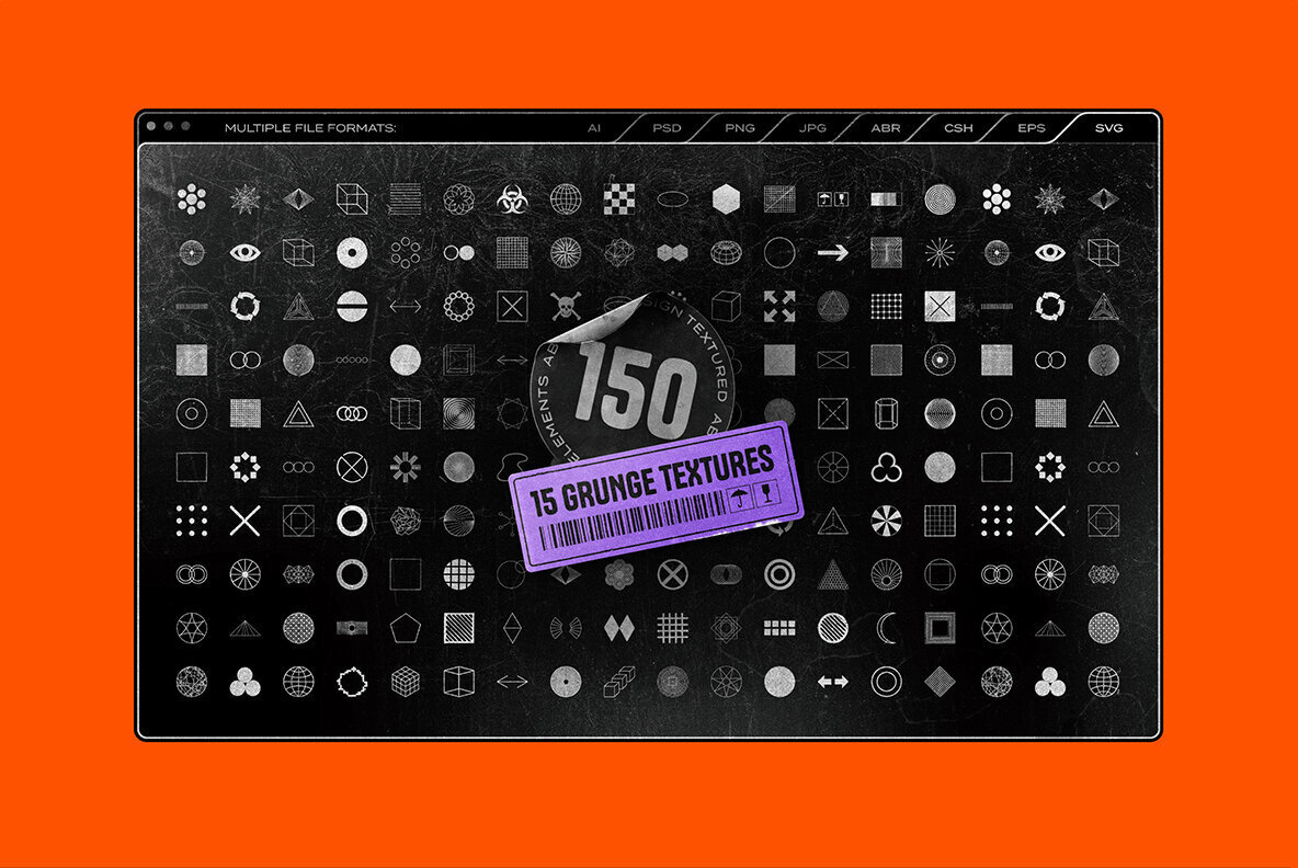 150 Geometric Shapes with Distressed Edges 2