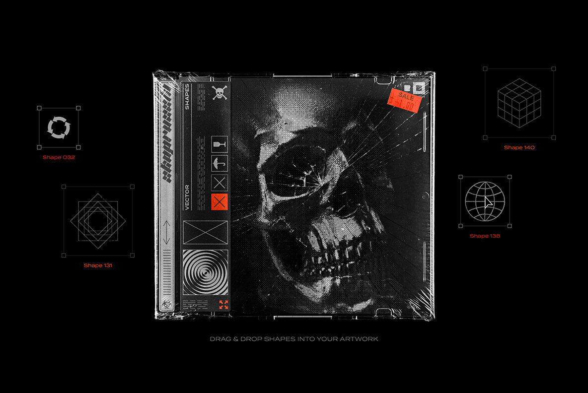 150 Geometric Shapes with Distressed Edges 3