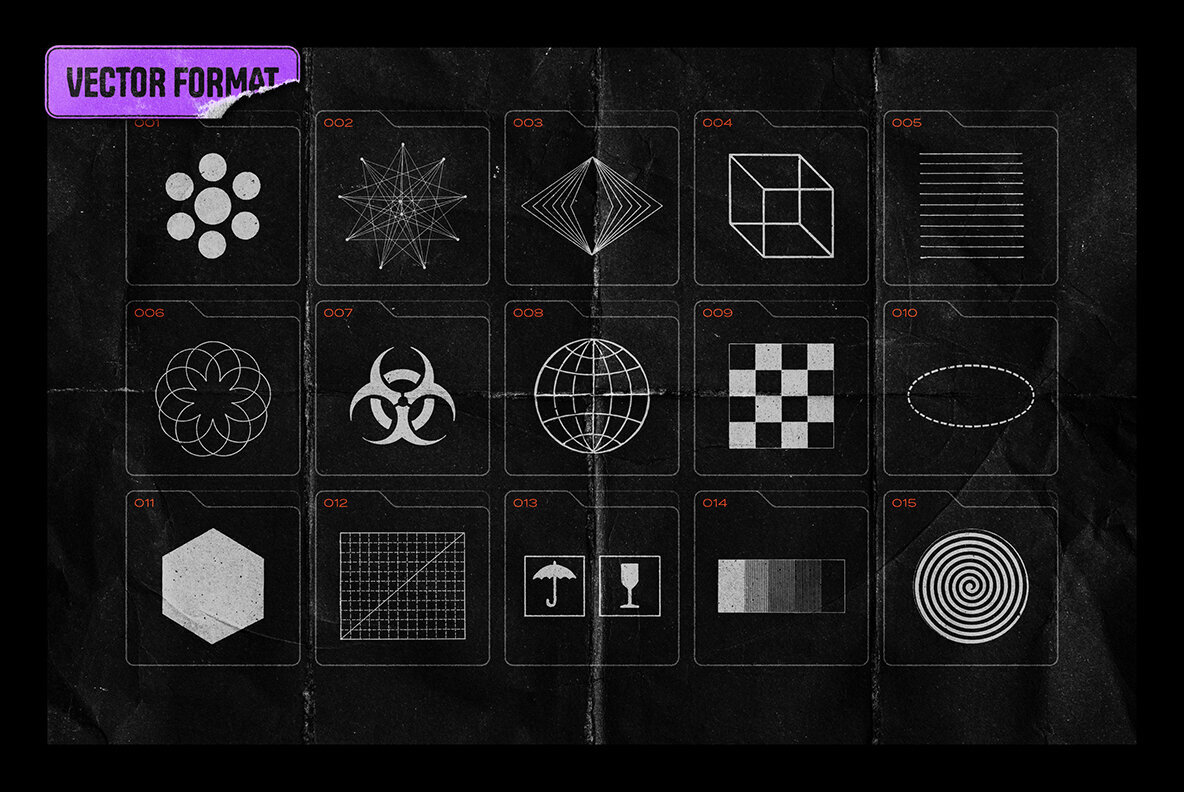 150 Geometric Shapes with Distressed Edges 5