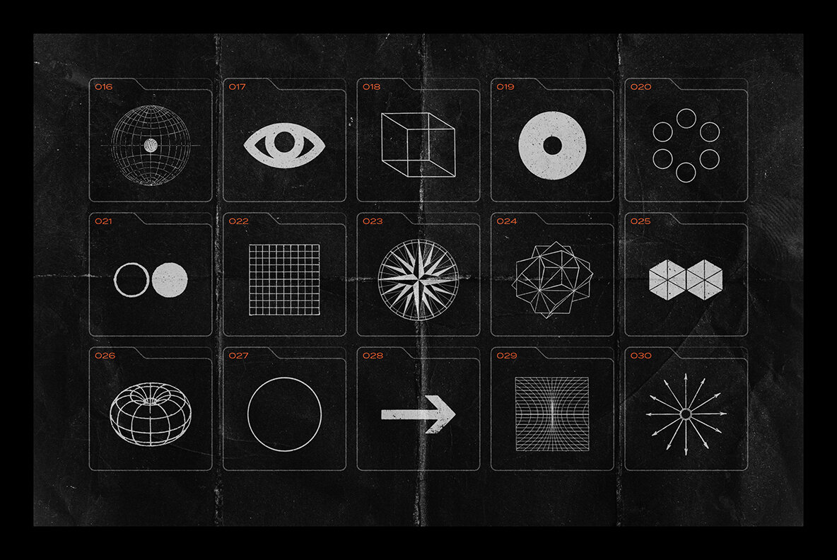 150 Geometric Shapes with Distressed Edges 6