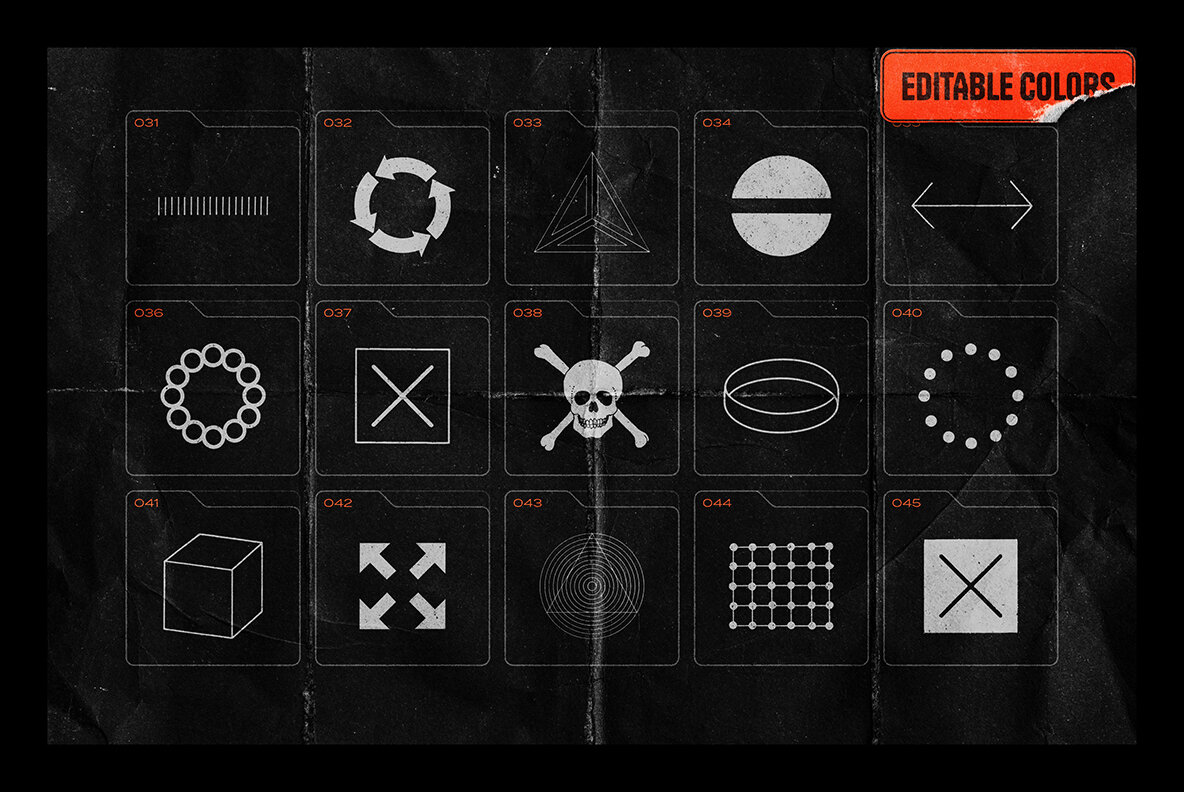 150 Geometric Shapes with Distressed Edges 7