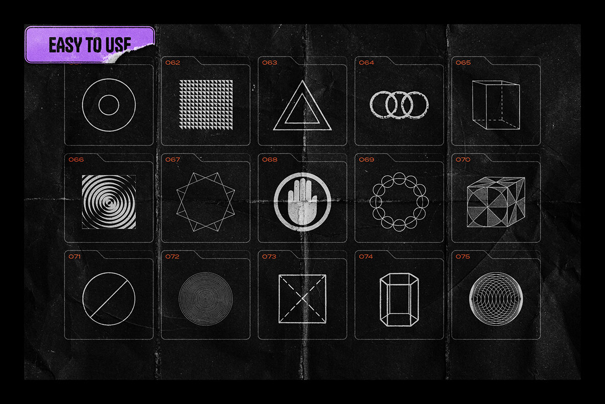 150 Geometric Shapes with Distressed Edges 9