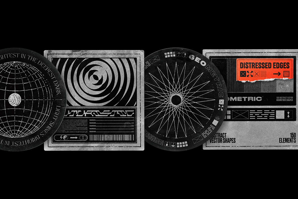 150 Geometric Shapes with Distressed Edges 10