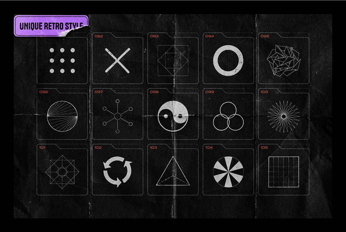 150 Geometric Shapes with Distressed Edges 12