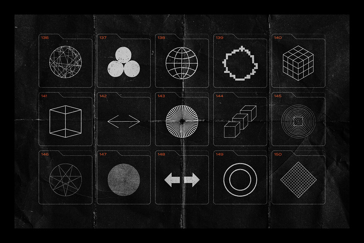 150 Geometric Shapes with Distressed Edges 15