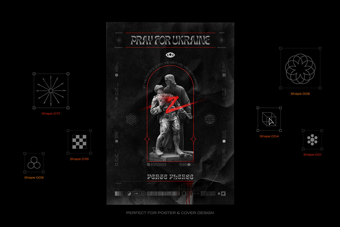 150 Geometric Shapes with Distressed Edges 16