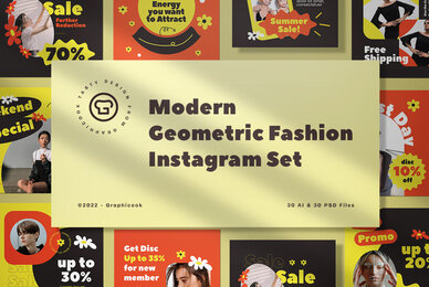 Modern Geometric Summer Fashion Sale Instagram Pack