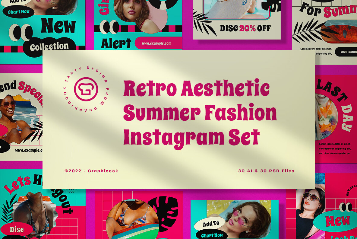 Retro Aesthetic Summer Sale Instagram Pack 1