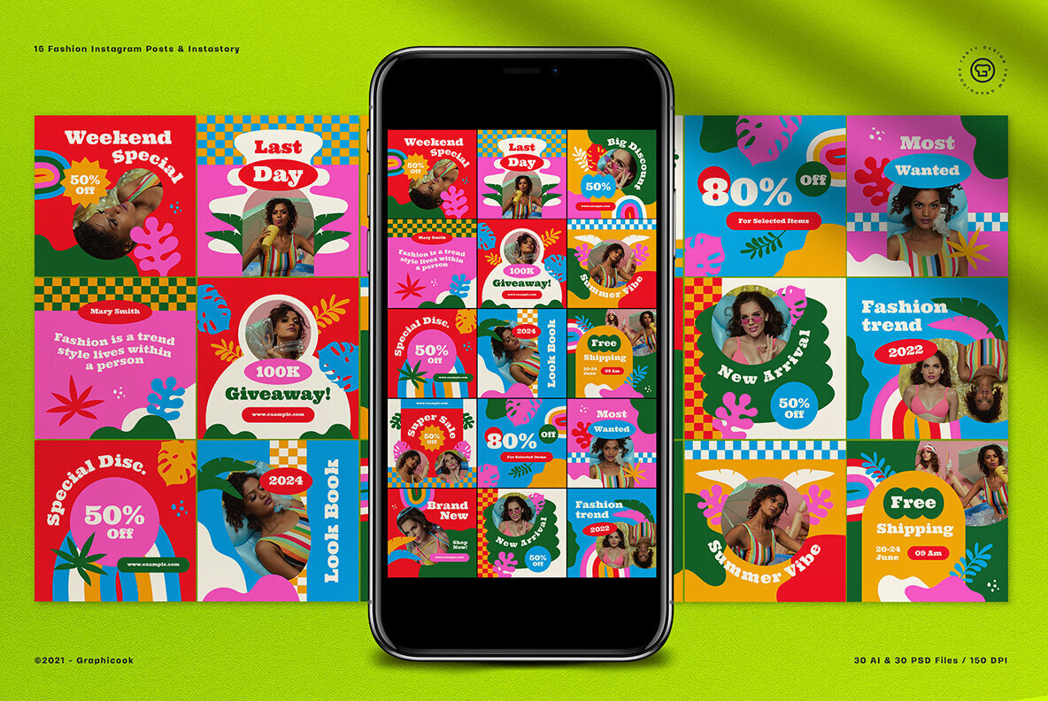 Modern Playful Summer Fashion Instagram Pack 2