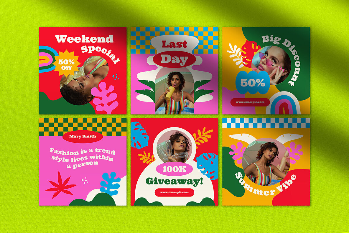 Modern Playful Summer Fashion Instagram Pack 3