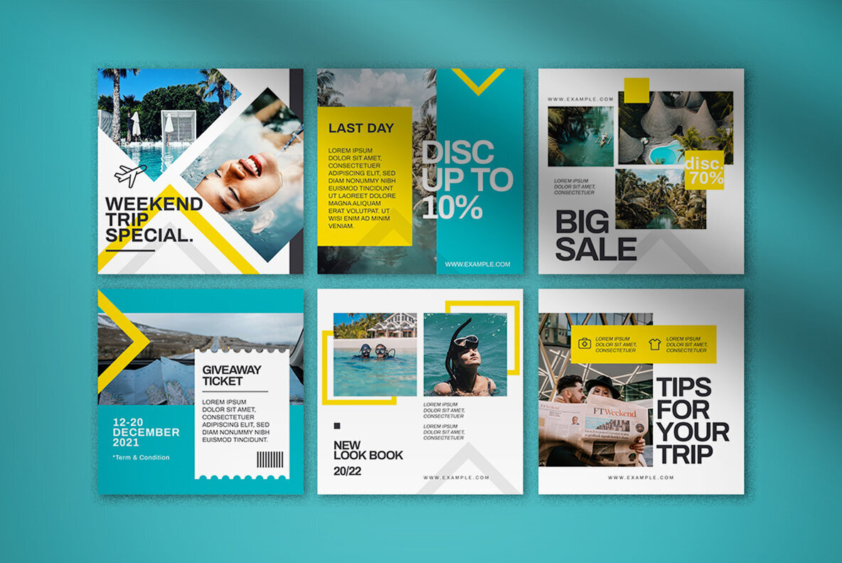 Blue Geometric Summer Travel Instagram Pack 3