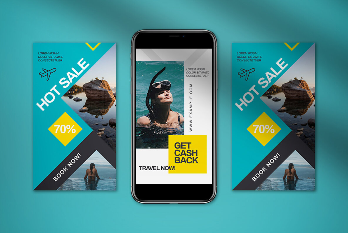 Blue Geometric Summer Travel Instagram Pack 6