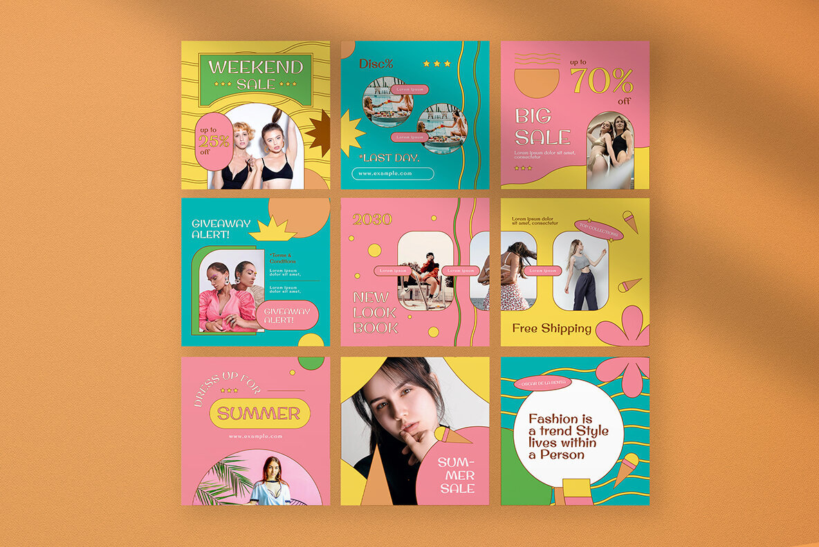 Blue Retro Summer Instagram Puzzle 4