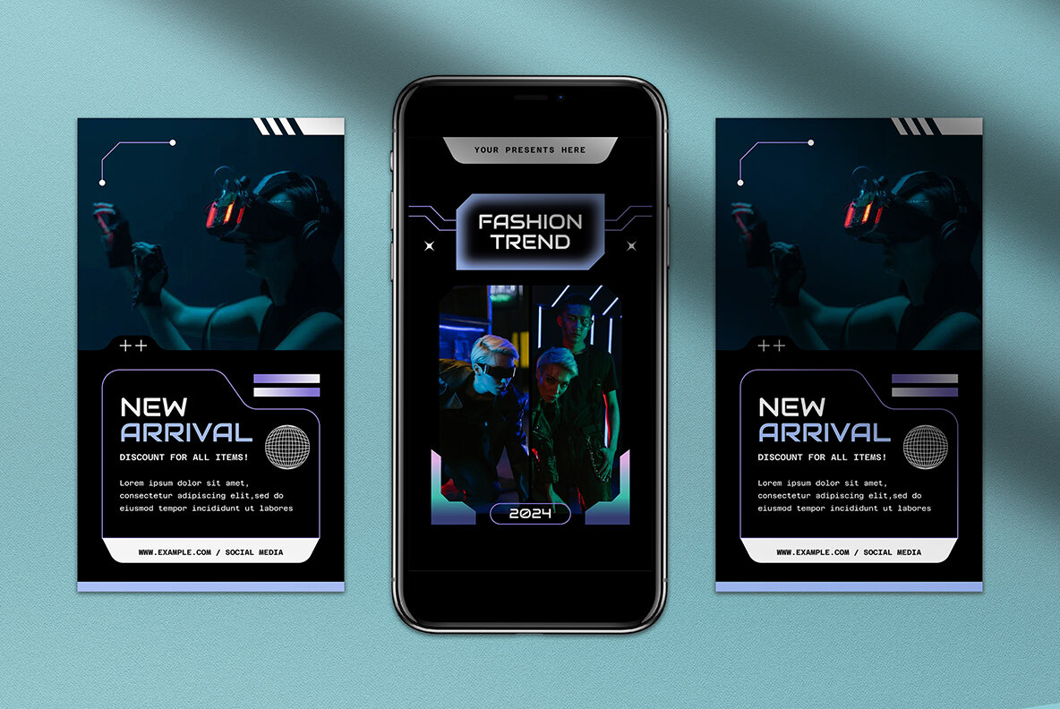 Futuristic Metaverse Gradient Cyberpunk Instagram Pack 6