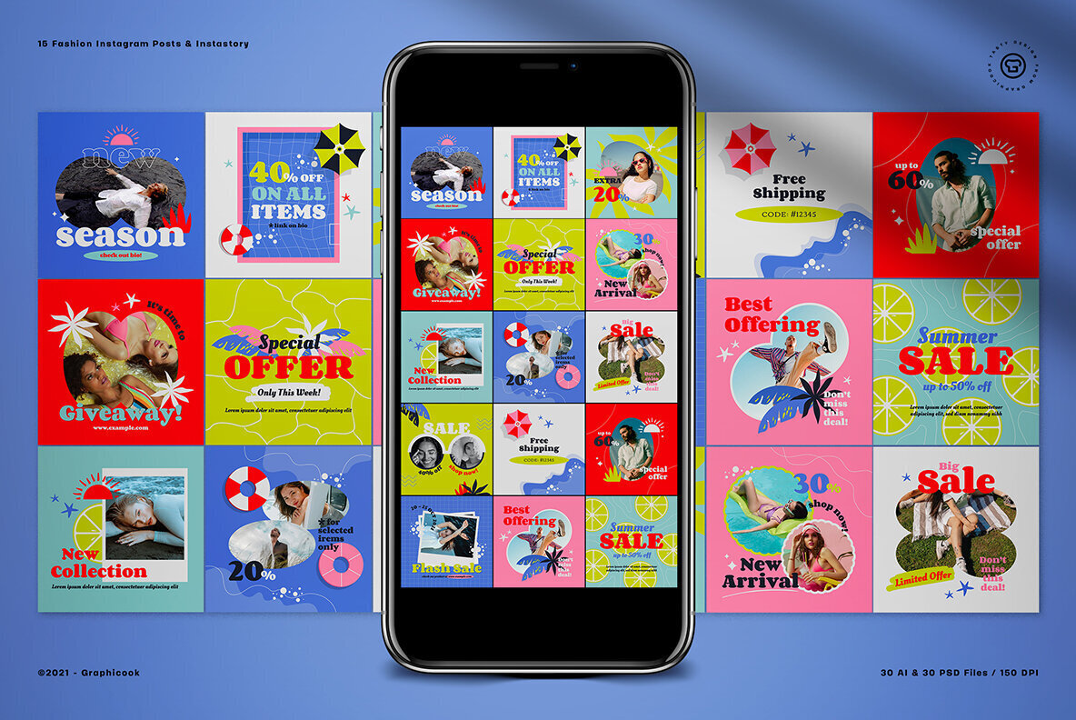 Lime Flat Design Summer Sale Instagram Pack 2