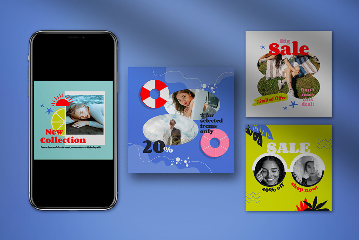 Lime Flat Design Summer Sale Instagram Pack 4