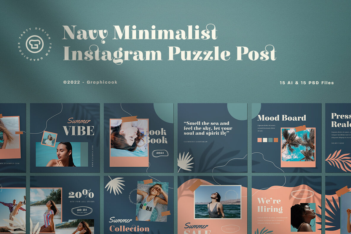 Navy Minimalist Summer Fashion Instagram Puzzle 1