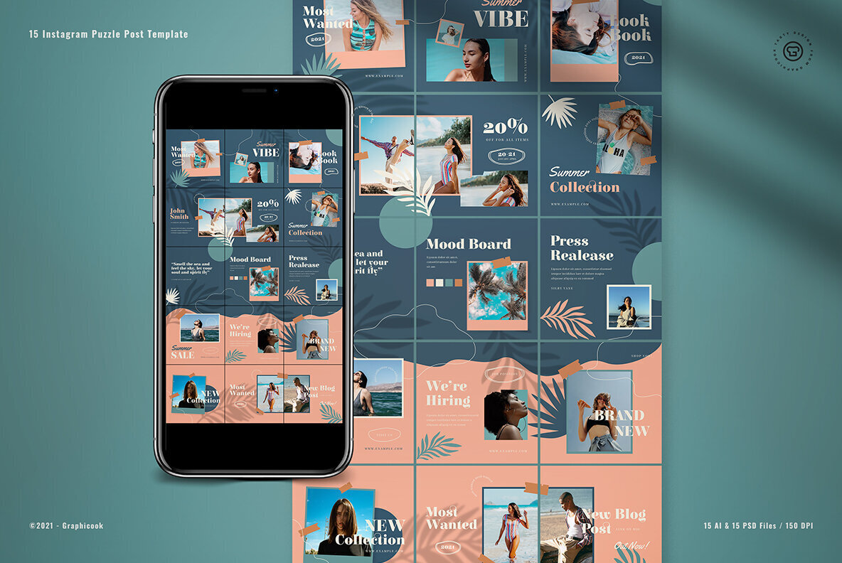 Navy Minimalist Summer Fashion Instagram Puzzle 2