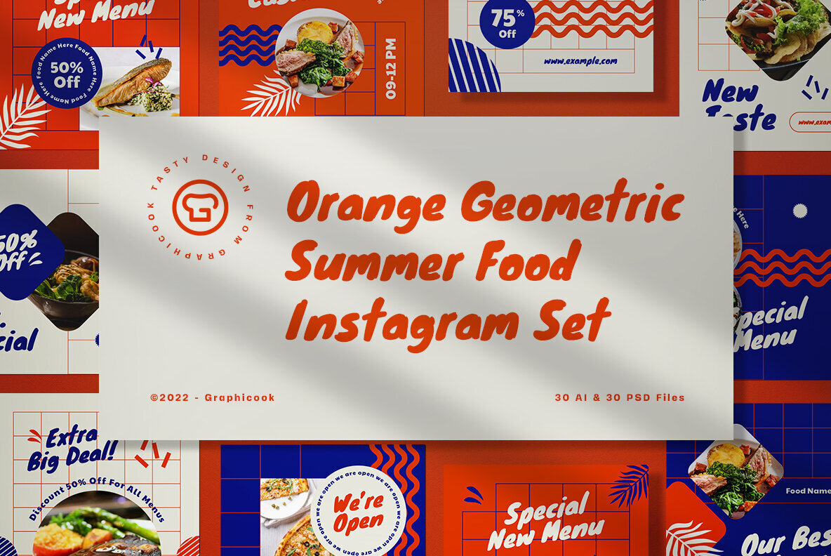 Orange Geometric Summer Food Instagram Pack 1