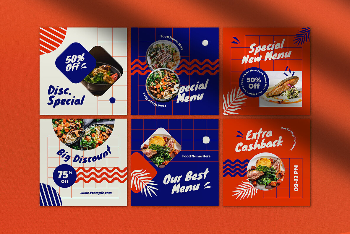 Orange Geometric Summer Food Instagram Pack 3