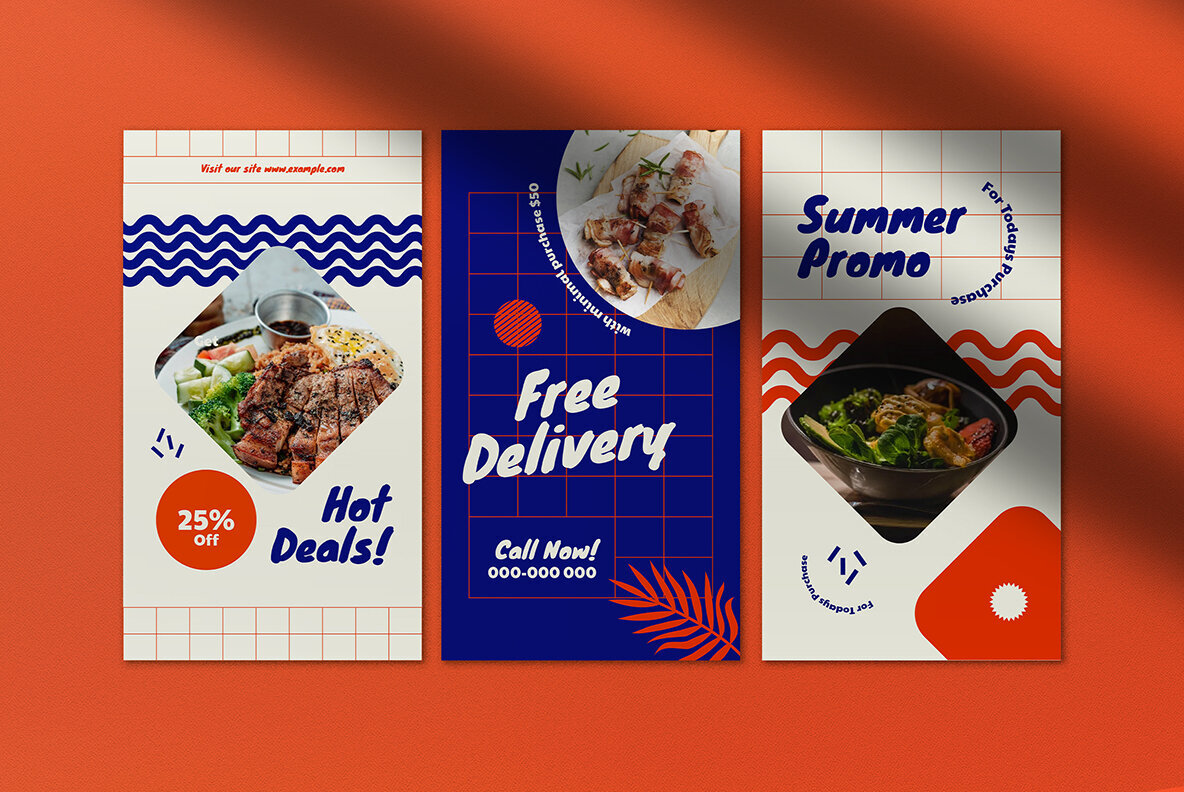 Orange Geometric Summer Food Instagram Pack 5