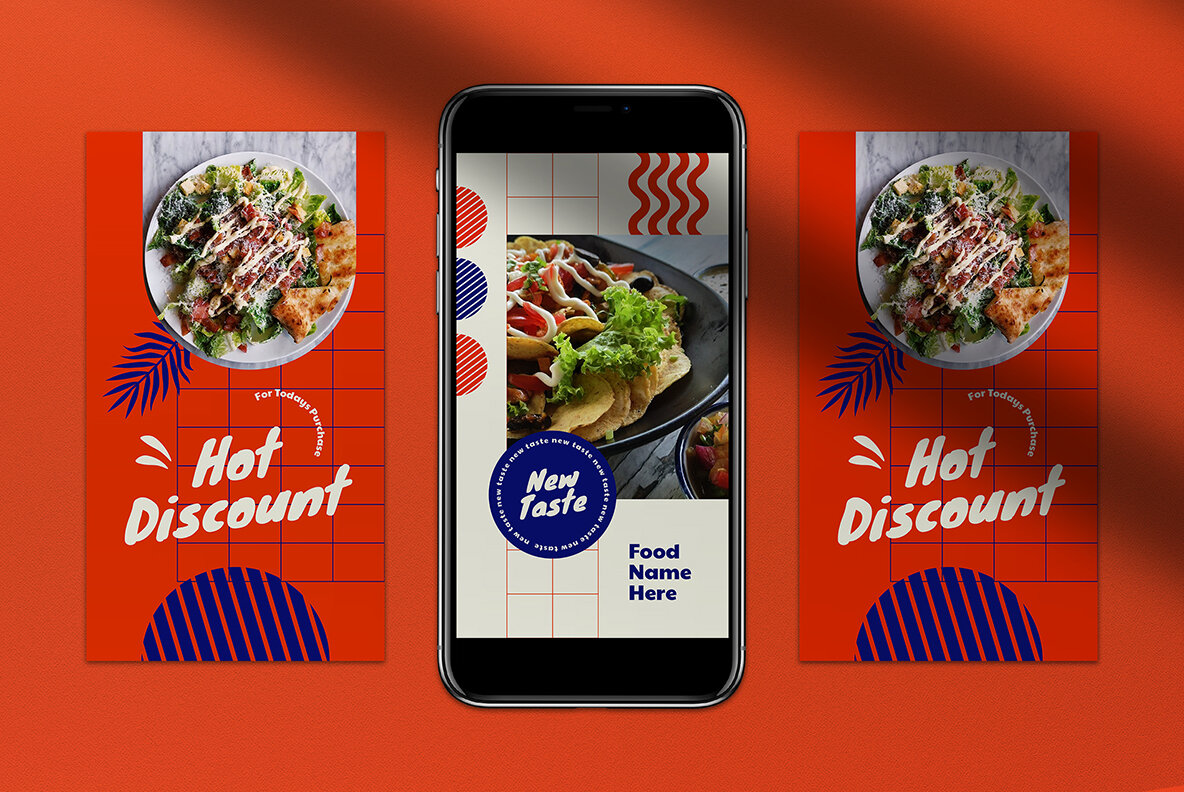 Orange Geometric Summer Food Instagram Pack 6