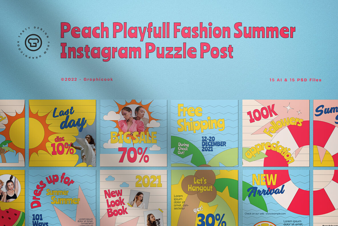 Peach Playful Fashion Summer Instagram Puzzle 1