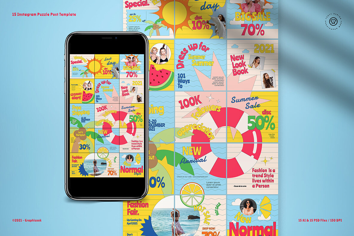 Peach Playful Fashion Summer Instagram Puzzle 2