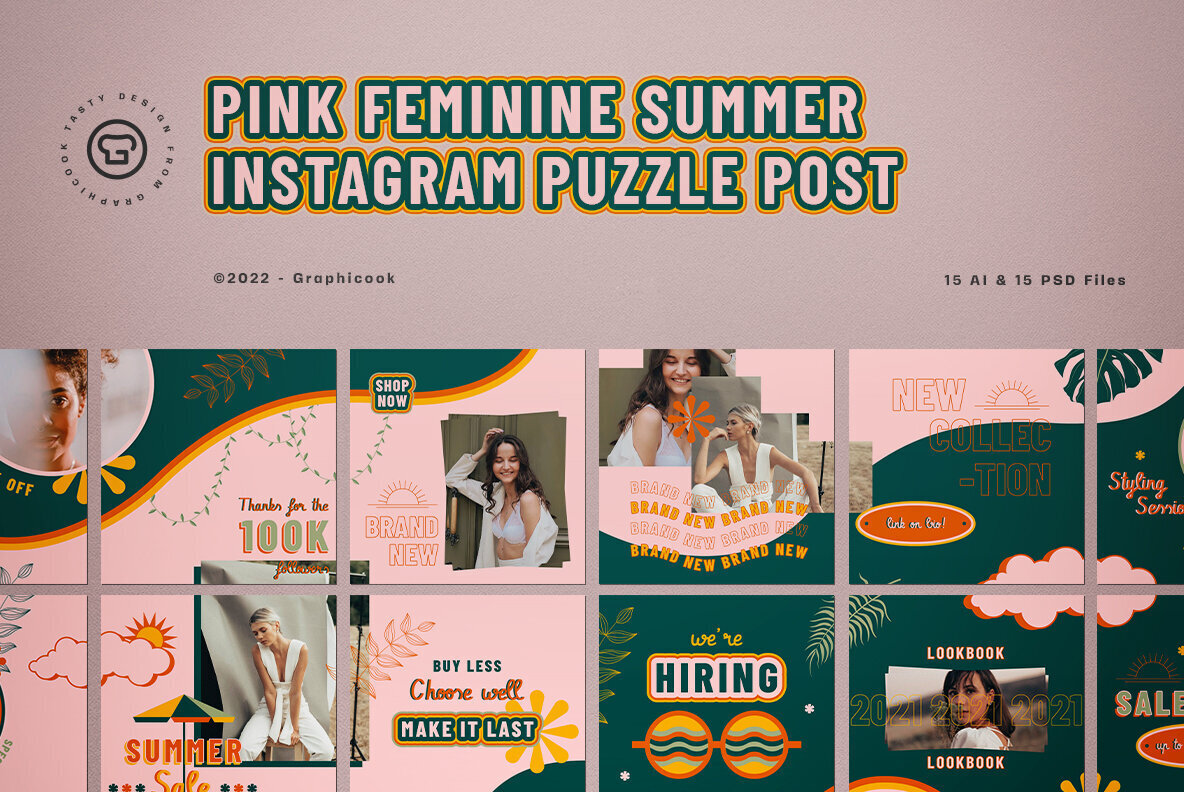 Pink Feminine Summer Instagram Puzzle 1