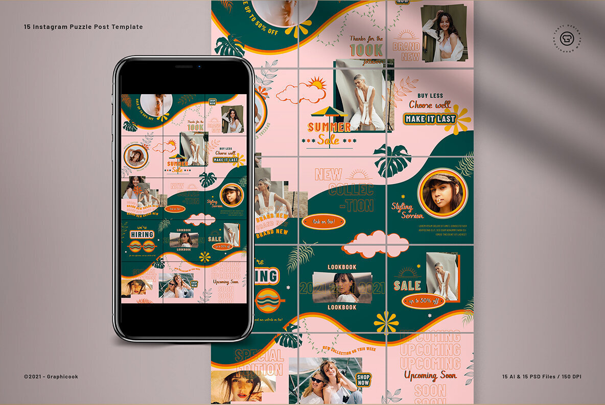 Pink Feminine Summer Instagram Puzzle 2