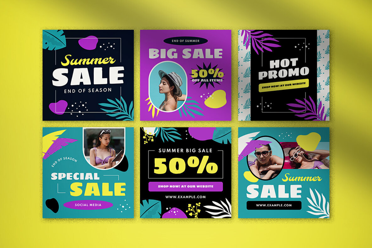 Purple Flat Design Summer Sale Instagram Pack 3