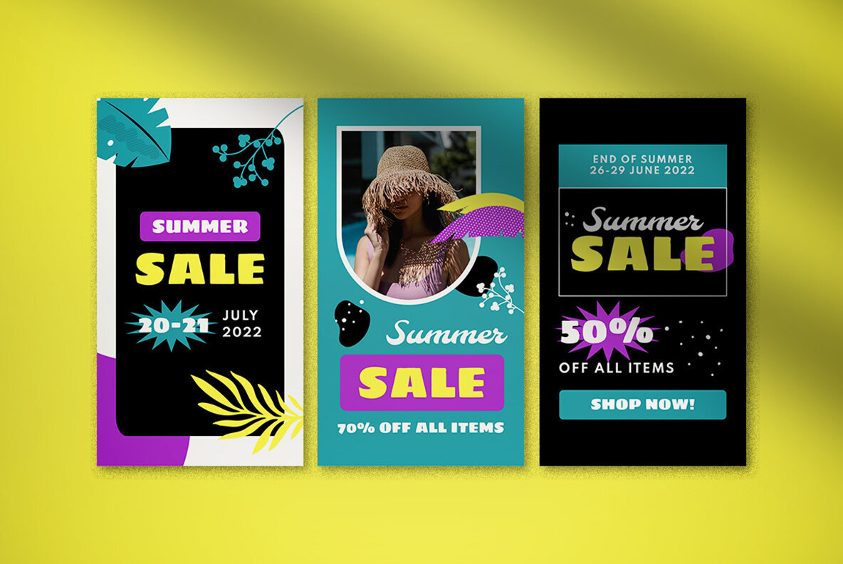 Purple Flat Design Summer Sale Instagram Pack 5