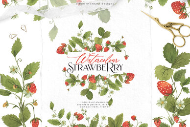 Watercolour Strawberry Art Set