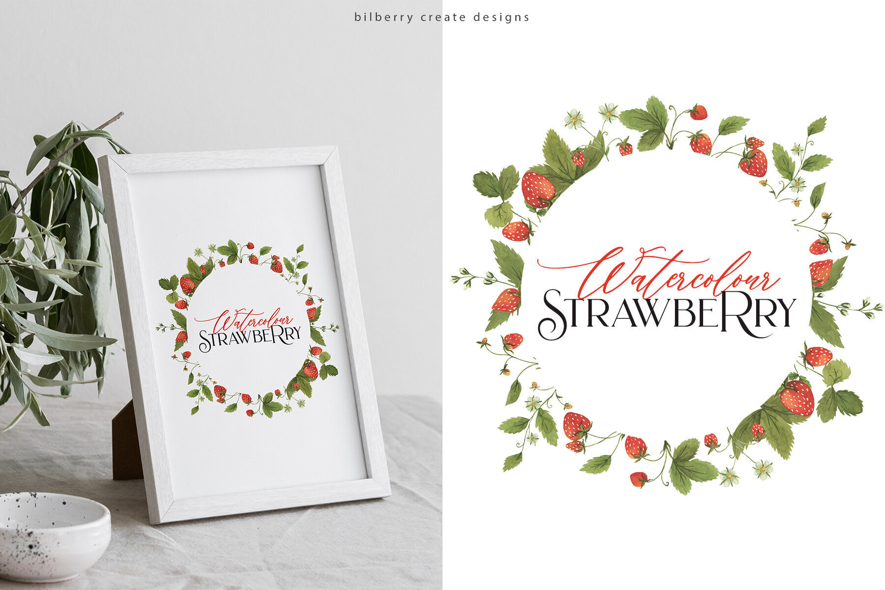Watercolour Strawberry Art Set 3