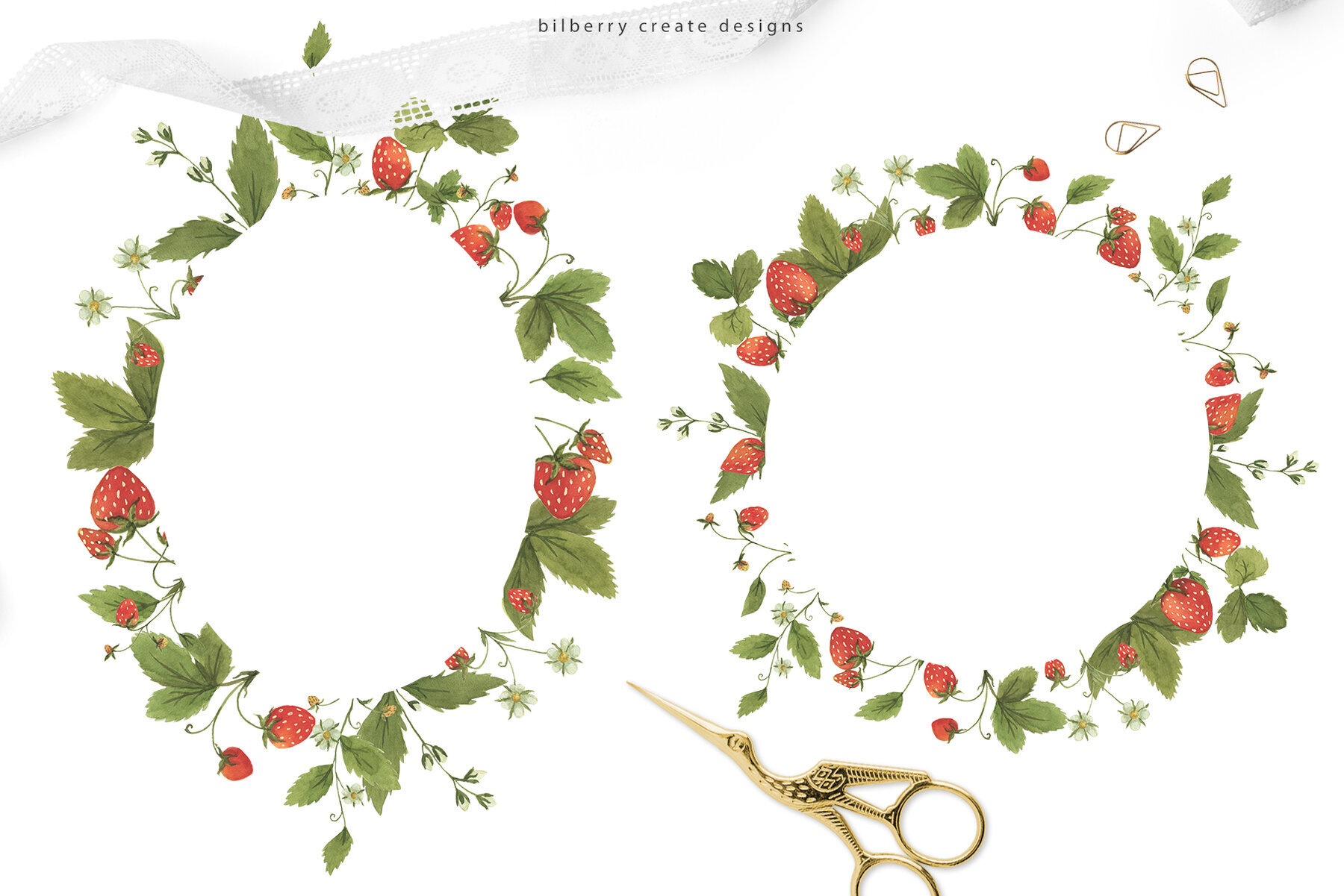 Watercolour Strawberry Art Set 5