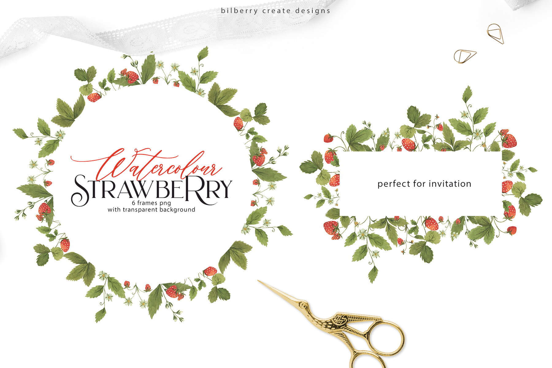 Watercolour Strawberry Art Set 7