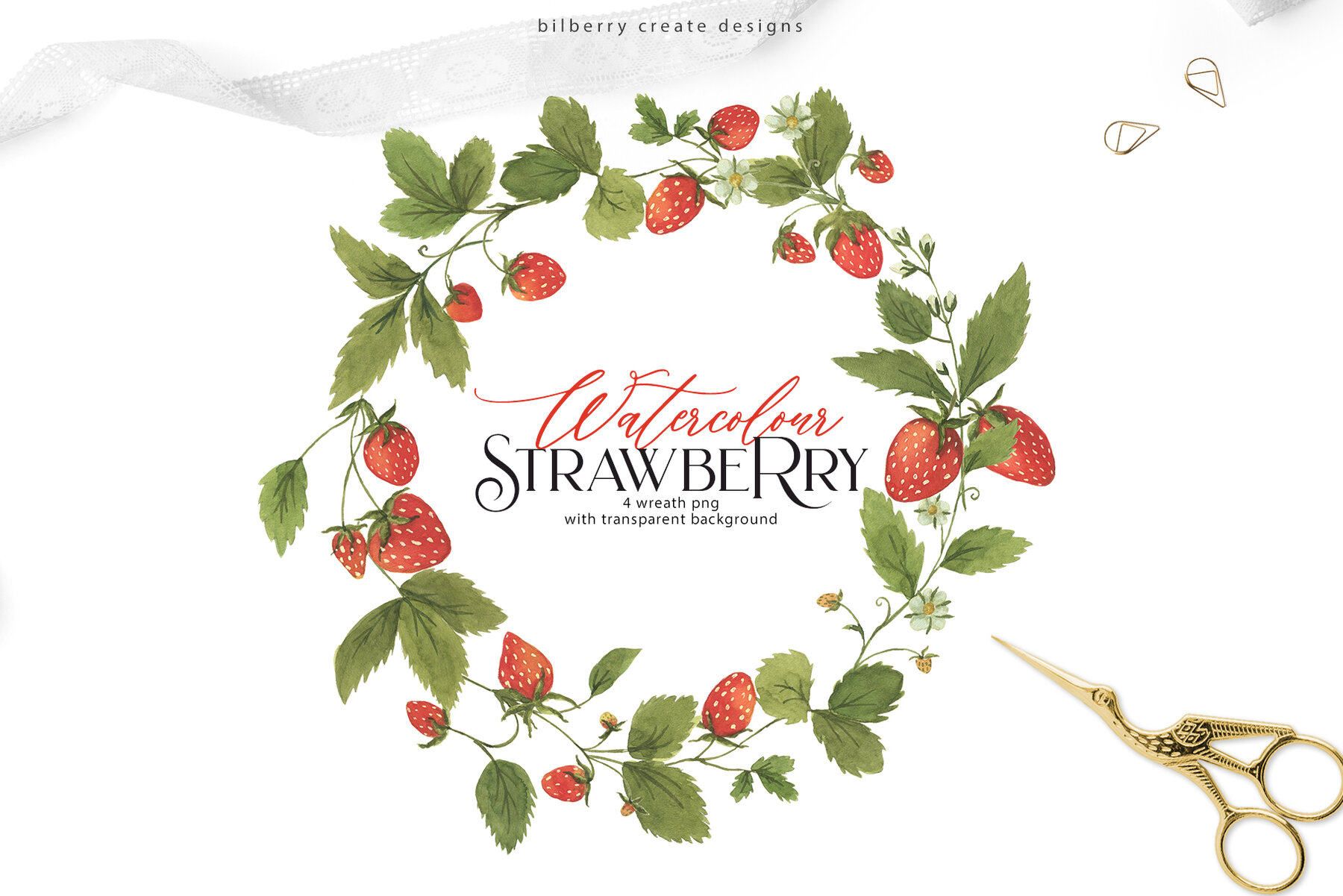 Watercolour Strawberry Art Set 9