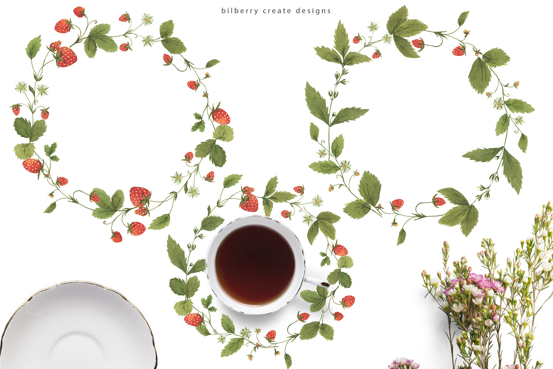 Watercolour Strawberry Art Set 10