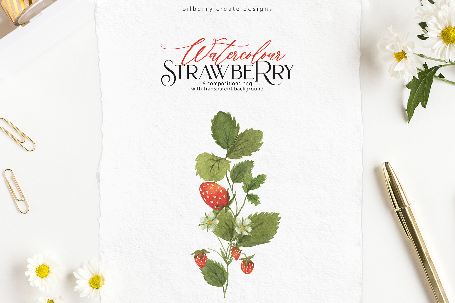 Watercolour Strawberry Art Set 15