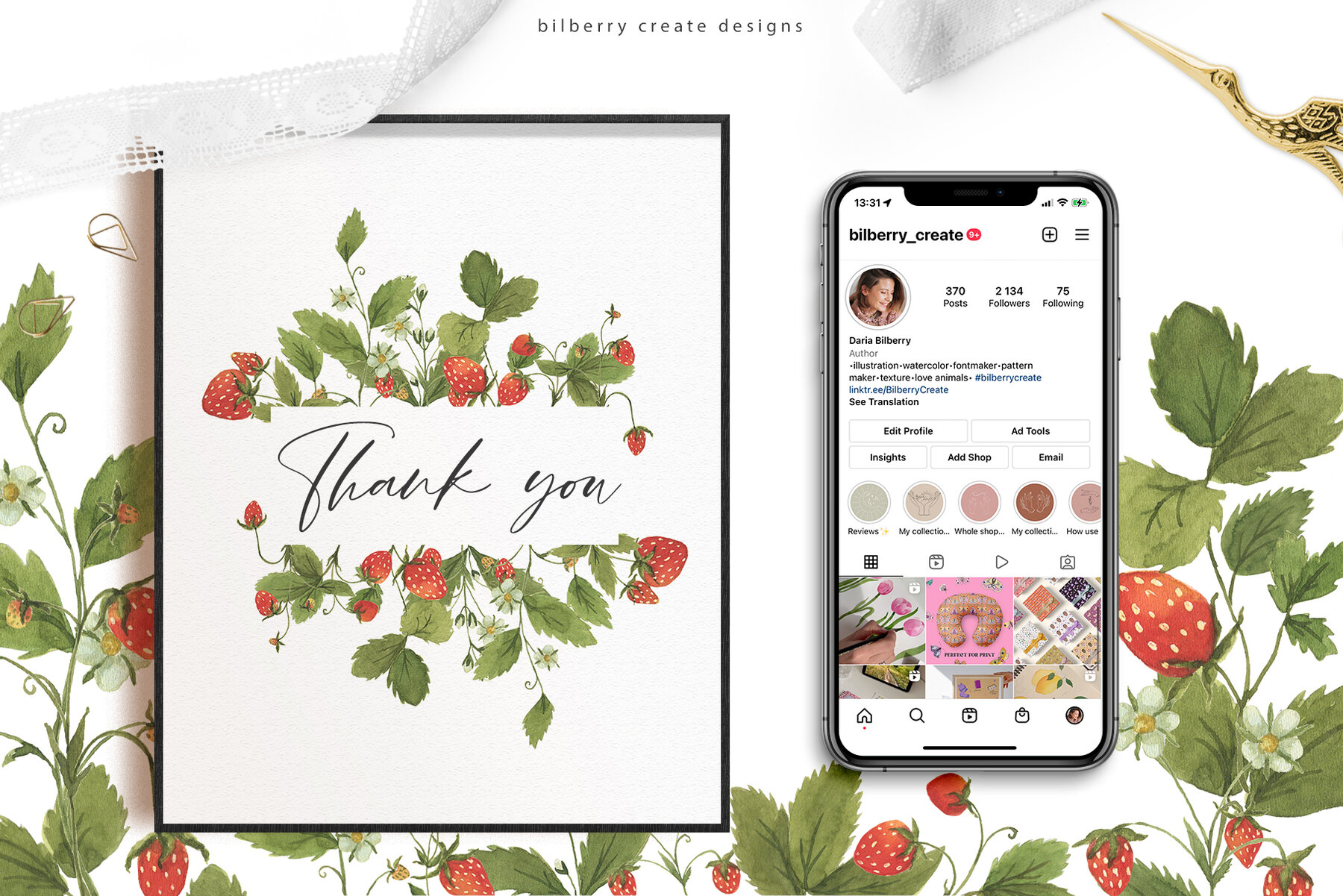 Watercolour Strawberry Art Set 21