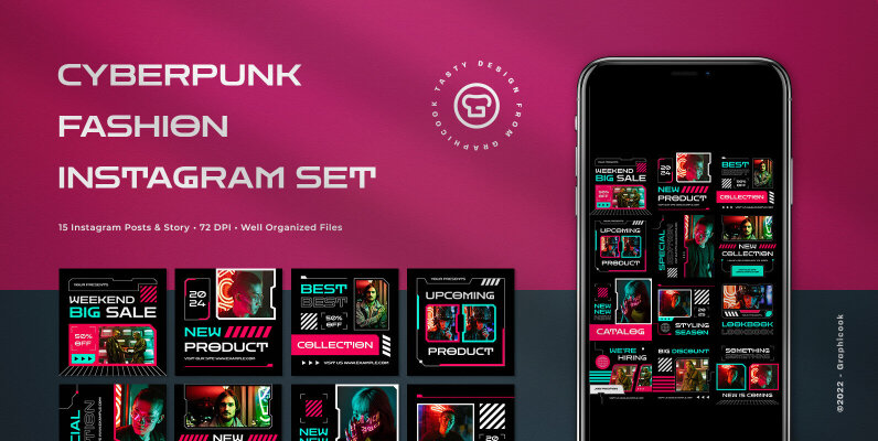 Black Cyberpunk Fashion Instagram Pack