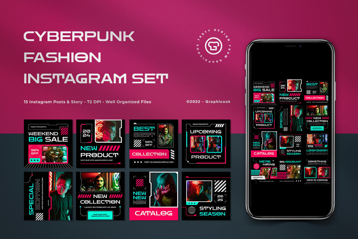 Black Cyberpunk Fashion Instagram Pack 1