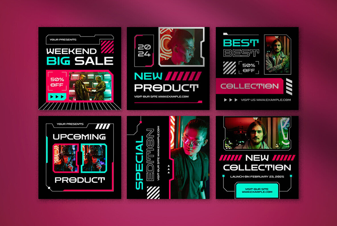 Black Cyberpunk Fashion Instagram Pack 3