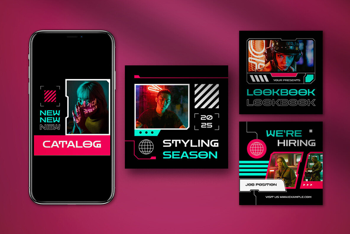 Black Cyberpunk Fashion Instagram Pack 4