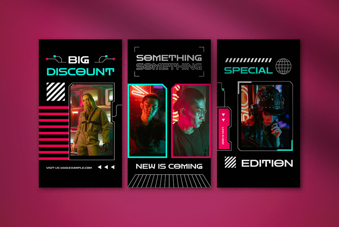 Black Cyberpunk Fashion Instagram Pack 5